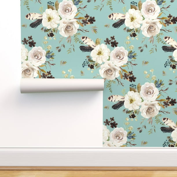 Removable Water-Activated Wallpaper Roses Victorian Vintage Retro Flower Birds Removable Water-Activated Wallpaper Roses Victorian Vintage Retro Flower Birds